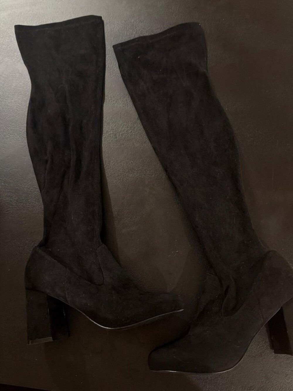 Forever 21 black suede over the knee boots with block heel